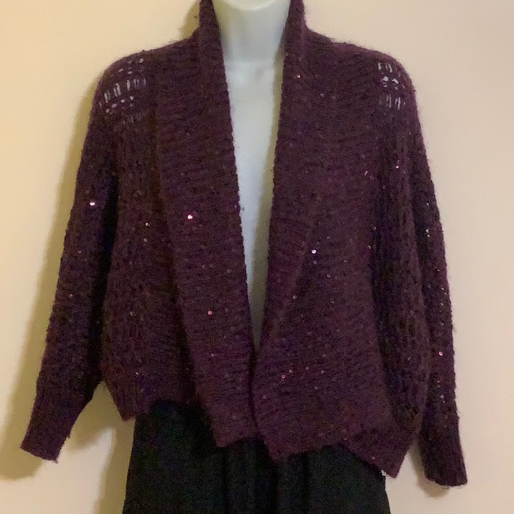 Express Sweater Open Sequins Decoration Crochet Sweater
